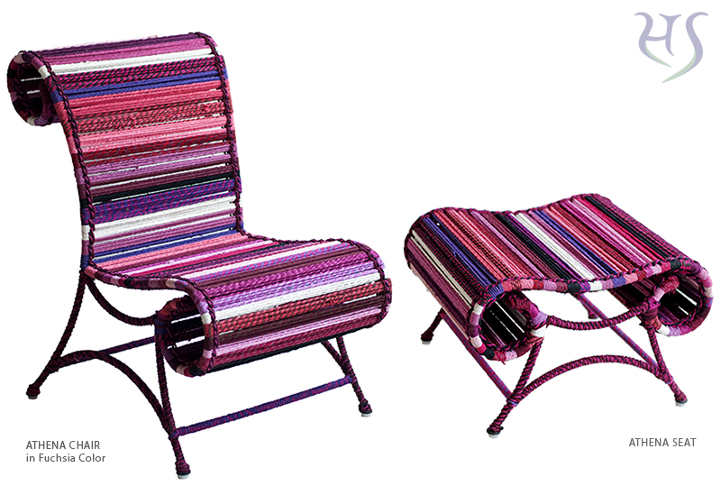 Fuchsia Athena chair by Sahil & Sarthak